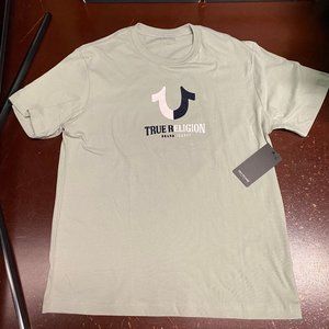 True Religion Mens Gray 2Tone Horseshoe Short Sleeve Pullover T Shirt Size M L
